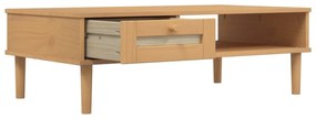 SENJA barna rattanhatású tömör fa dohányzóasztal 100x55x33 cm
