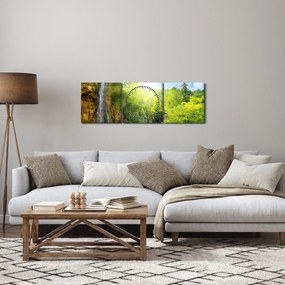 Kép - vízesések az erdőben (órával) (90x30 cm)