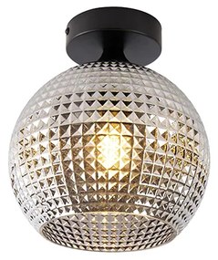 Art Deco mennyezeti lámpa fekete füstüveggel - gömb