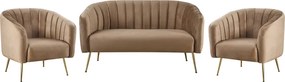 Design fotel, barna Velvet szövet/gold króm-arany, BAGY