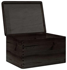 Fa doboz tetővel fekete 40x30x23 cm tömör fa fenyő