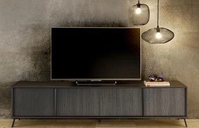 CITY Négyajtós TV-állvány, fekete, laminált vázzal és előlapokkal