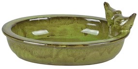 Kerámia madáretető és -itató tál, zöld