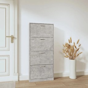 betonszürke szerelt fa cipőszekrény 59x17x150 cm