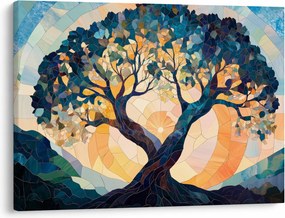 Kép – Mozaik – nap és fa II. (70x50 cm)