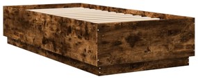füstös tölgy színű szerelt fa ágykeret LED-del 90 x 200 cm