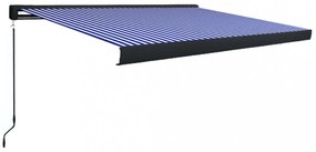 kék és fehér manuális kazettás napellenző 450 x 300 cm