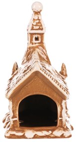 Gyertyatartó mézeskalács templom, kerámia, 16 cm