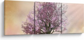 Virágzó fa képe egy domb tetején (órával) (90x30 cm)
