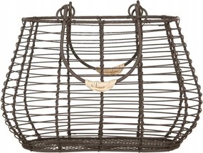 Drótkosár fogantyúkkal, bézs zsinórral 25x16x17/28 cm