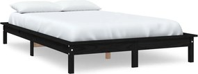 vidaXL fekete tömör fenyőfa ágykeret 160 x 200 cm