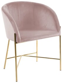 Nelson design karfás szék, rózsaszín bársony, aranyozott króm láb