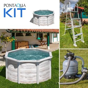 GRE KIT NORDIC kerek fémfalas családi medence szett 460 x 120 cm