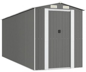 világosszürke horganyzott acél kerti fészer 192 x 523 x 223 cm
