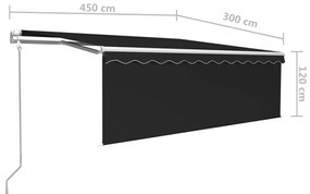 szürke redőnyös, LED-es, szélérzékelős napellenző 4,5 x 3 m