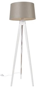 Modern állványos lámpa fehér vászon árnyékolóval bézs színben 45 cm - Tripod Classic