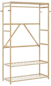bambusz ruhaállvány polcokkal 110x40x175 cm