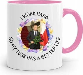 Donald Tusk Rózsaszín Bögre Platform Ajándék fényképes nyomtatással