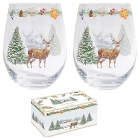 White Forest karácsonyi szarvas mintás Üveg pohár 500 ml 2db-os szett