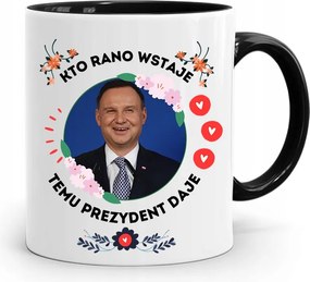 Andrzej Duda Elnök Fekete Bögre Ajándék fényképes nyomtatással