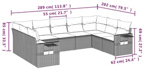 9-részes bézs polyrattan kerti ülőgarnitúra párnákkal