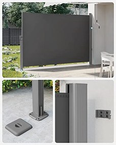 Oldalsó Napellenző, Kihúzható, 200 x 400 cm, Antracit