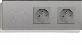 4K Négyes Érintőkapcsoló Két Aljzattal Üveg Érintkező Kapcsoló