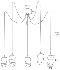 Argon 2073 - LED Csillár zsinóron GARDA 5xLED/5W/230V