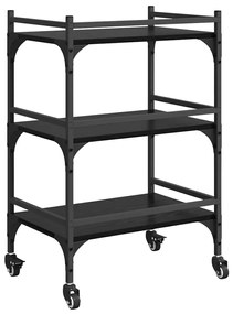 vidaXL Konyhai kocsi Fekete tölgy 50 x 35 x 75.5 cm Faanyag