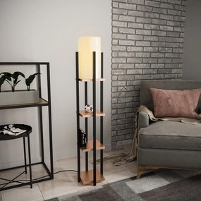 Shelf Lamp 8113 fekete-réz fém és szövet polcos állólámpa