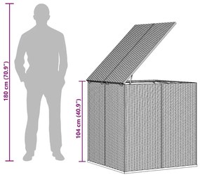 szürke polyrattan kerti párnatartó doboz 100 x 97,5 x 104 cm