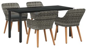 vidaXL Kert étkező szett párnával 5 pcs Szürke polirattan