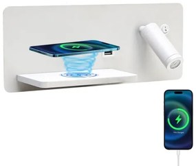 Immax 08286L-LED fali lámpa polccal, USB és vezeték nélküli töltővel, LED 3W/230