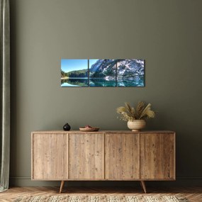 Egy alpesi tó képe (órával) (90x30 cm)