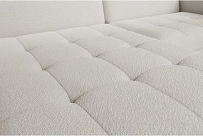 Krémszínű buklé kinyitható-tárolóhelyes sarokkanapé (bal oldali-heverő résszel) Gomsi – ELTAP