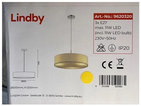 Lindby Lindby - Csillár zsinóron SEBATIN 3xE27/11W/230V LW1249