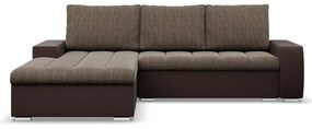 Toronto sarokkanapé, 2 ágyneműtartóval, fonott + műbőr, baloldali, barna