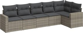 vidaXL 6 részes szürke polyrattan kerti ülőgarnitúra párnákkal