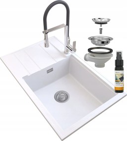 Gránit Mosogató Fehér Szifon Króm Vegas Louis