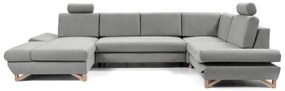 AVESTA kihúzható, U-alakú kárpitozott sarokülőgarnitúra tárolóval, szürke