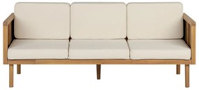 Háromszemélyes akácfa kanapé világosbézs párnákkal BARATTI Beliani