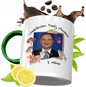 Zöld Bögre Andrzej Duda Elnök Ajándék Nyomtatott Fotóval