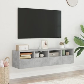 2 db betonszürke szerelt fa fali TV-szekrény 60x30x30 cm