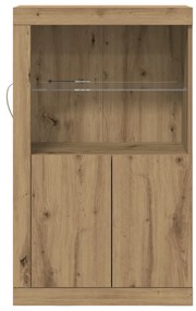 LED világítással ellátott oldalszekrény, Kézműves tölgy 60,5x37x100 cm