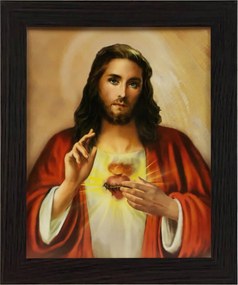 Vászonkép 30x25 Jézus Krisztus Jézus Szíve Keret Wenge