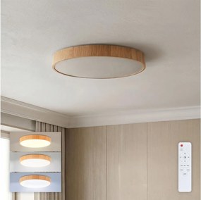 Brilagi - LED dimmelhető mennyezeti lámpatest POOL LED/50W/230V átm. 40 cm fa dekor +távirányító