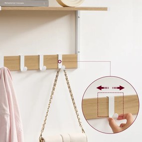 2 db fali polc szett, MDF + fém, tölgy/fehér színben, 50×24×27 cm – ABP-E1083 WT