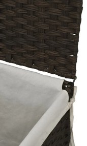 sötétbarna polyrattan szennyeskosár fedéllel 46x33x60 cm