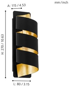 Eglo 98755 - Fali lámpa ELIZONDO 1xE14/40W/230V