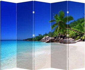 Paraván - Strand a Praslin szigeten (210x170 cm)